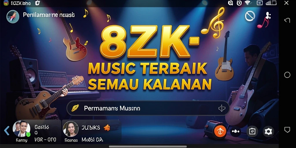 Screenshot gameplay 8ZK menunjukkan pemain menikmati alunan musik.