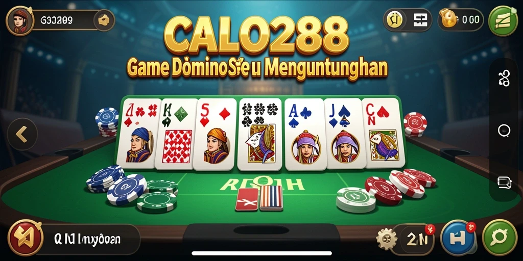 Screenshot gameplay Domino CALO288 dengan tampilan yang menarik.